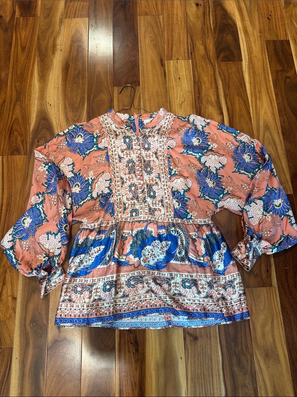 Anton Batik Floral Tunic Blouse Size Small -38
